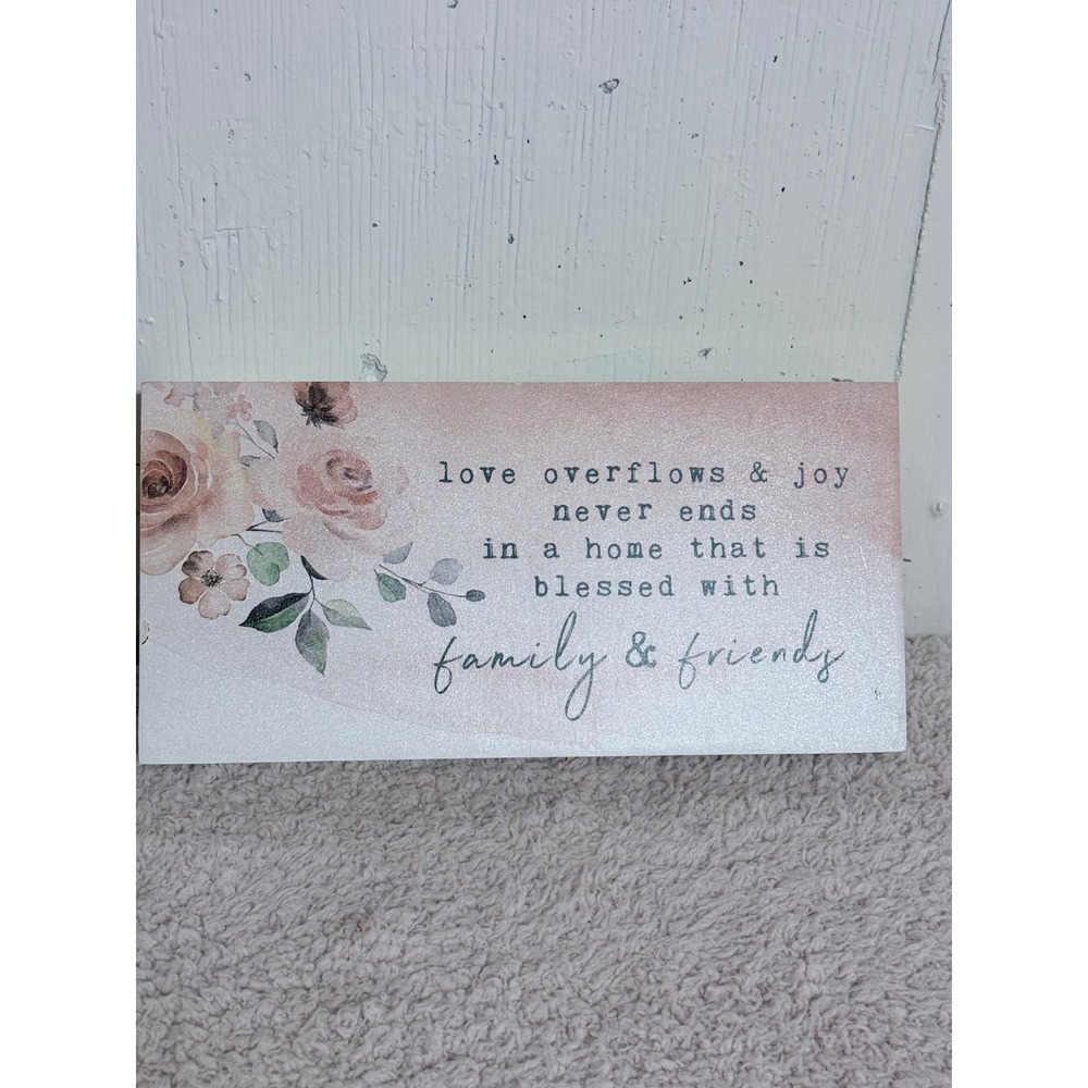 Decorative Expressions Family Friends Wood Box Sign Floral Home Decor Plaque